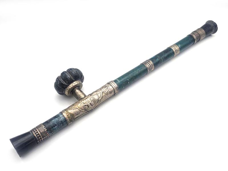 Pipe à opium chinoise de style Qing – Reproduction âgée de 30ans - Verte