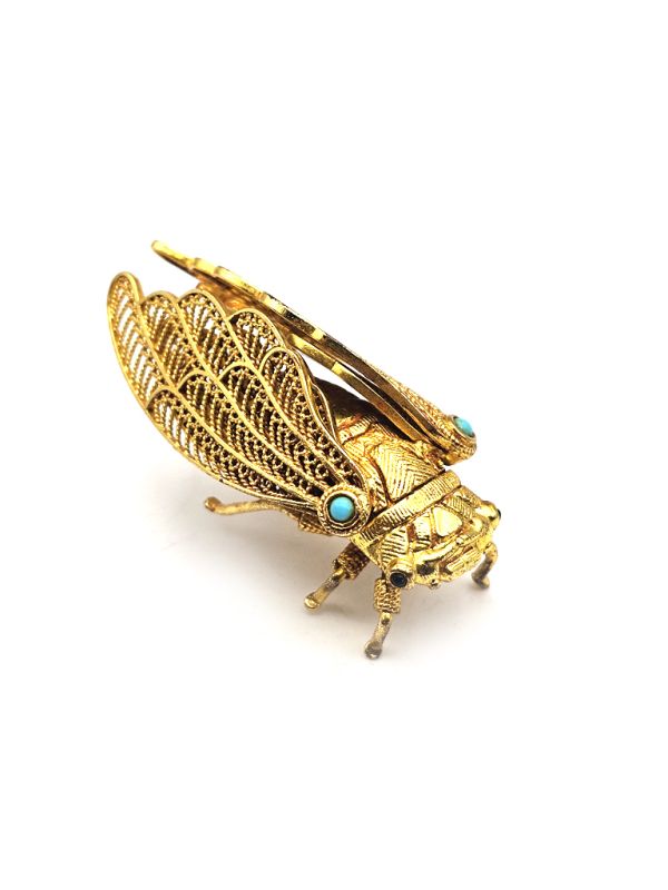 Cliquez sur la vignette pour agrandir et survolez la photo pour zoomer Ancien bijou de théâtre - Insecte - Empereur et impératrice - Cigale 2