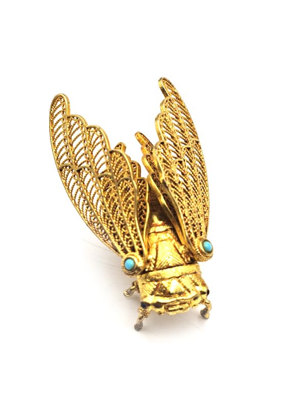 Cliquez sur la vignette pour agrandir et survolez la photo pour zoomer Ancien bijou de théâtre - Insecte - Empereur et impératrice - Cigale 4