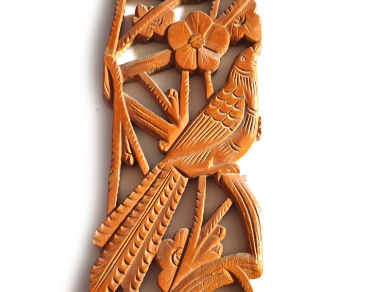 Cliquez sur la vignette pour agrandir et survolez la photo pour zoomer Ancien Grand Bois de Chine - Dynastie Qing - Oiseaux sur un cerisier 2 4