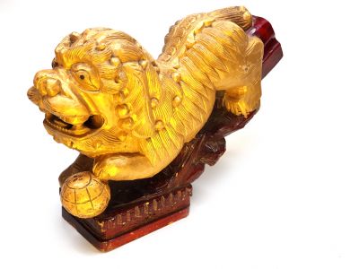 Ancien Lion gardien chinois Doré Ancien Lion gardien chinois Doré