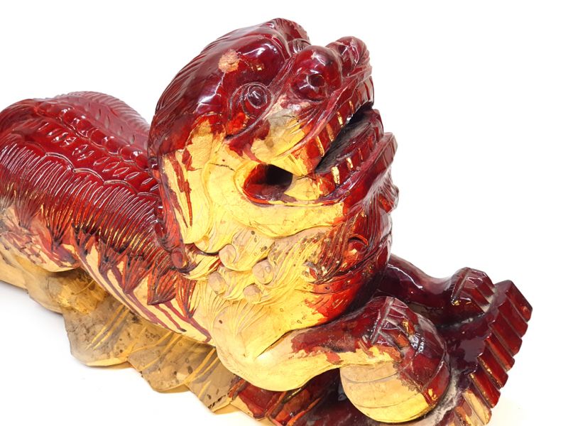 Cliquez sur la vignette pour agrandir et survolez la photo pour zoomer Ancien Lion gardien chinois Double face - Naturel et laqué 2