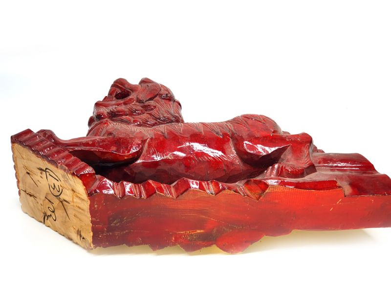 Cliquez sur la vignette pour agrandir et survolez la photo pour zoomer Ancien Lion gardien chinois Double face - Naturel et laqué 5