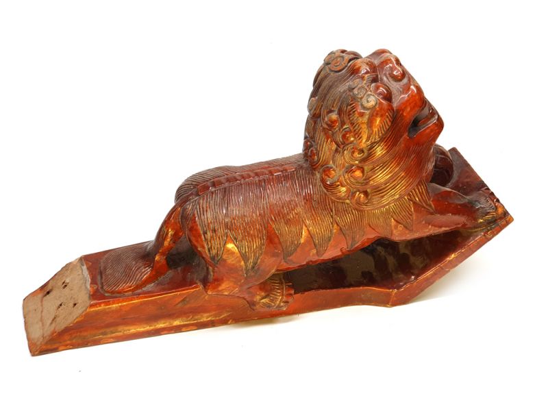 Cliquez sur la vignette pour agrandir et survolez la photo pour zoomer Ancien Lion gardien chinois Laqué marron 3
