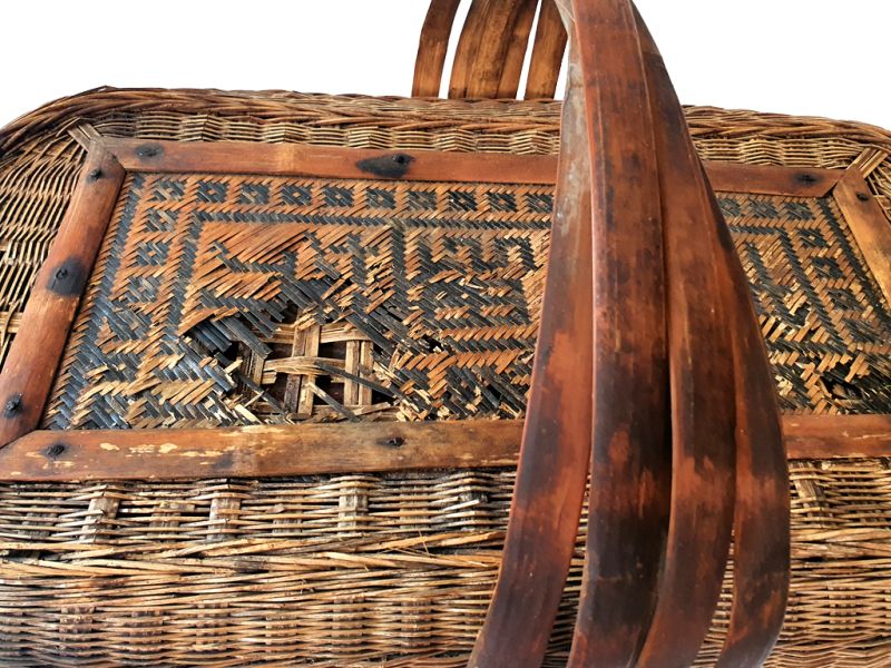 Cliquez sur la vignette pour agrandir et survolez la photo pour zoomer Ancien Panier chinois tressée - Vannerie - Abimé - Réduction 2
