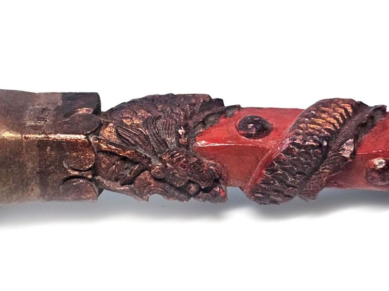 Cliquez sur la vignette pour agrandir et survolez la photo pour zoomer Ancien Pinceau à Manche Dragon Sculpté – Légendes Calligraphiques de la Dynastie Qing 4