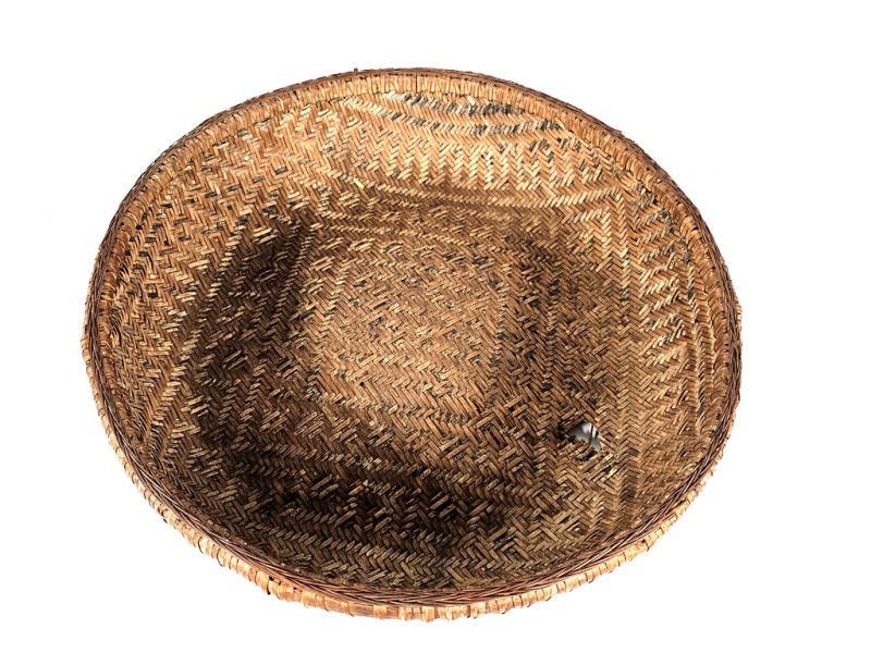 Ancien plateau chinois tressée - Vannerie - Abimé - Réduction