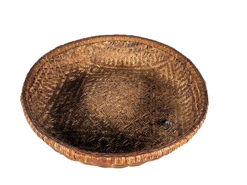 Cliquez sur la vignette pour agrandir et survolez la photo pour zoomer Ancien plateau chinois tressée - Vannerie - Abimé - Réduction 2