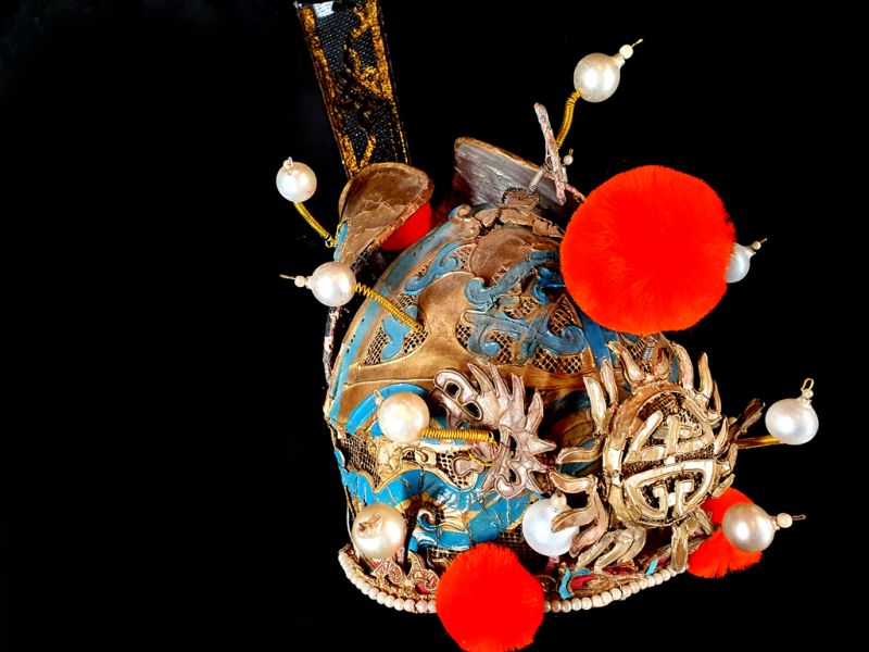 Cliquez sur la vignette pour agrandir et survolez la photo pour zoomer Ancienne coiffe de théâtre chinois Casque de guerrier 2