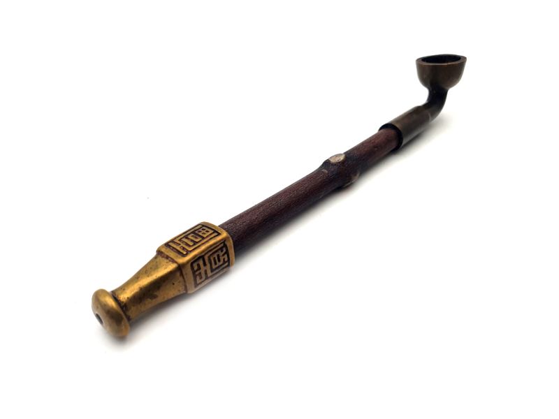 Cliquez sur la vignette pour agrandir et survolez la photo pour zoomer Ancienne Pipe Chinoise Bambou et laiton 2