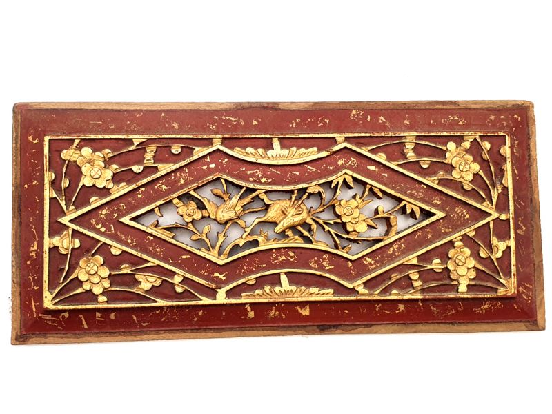 Ancienne plaque en Bois - Dynastie Qing - Le cerf dans la forêt