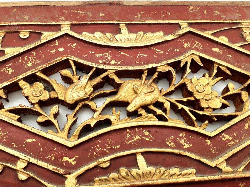 Cliquez sur la vignette pour agrandir et survolez la photo pour zoomer Ancienne plaque en Bois - Dynastie Qing - Le cerf dans la forêt 2