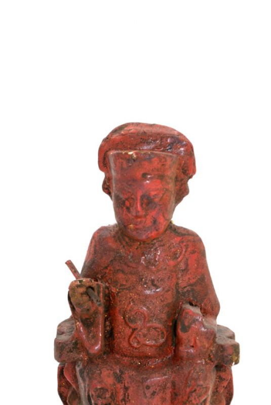Cliquez sur la vignette pour agrandir et survolez la photo pour zoomer Ancienne reproduction - Petite Statue votive Chinoise - Laque rouge 2