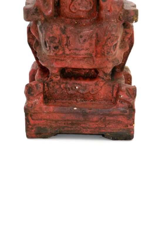 Cliquez sur la vignette pour agrandir et survolez la photo pour zoomer Ancienne reproduction - Petite Statue votive Chinoise - Laque rouge 3