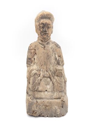 Art Sacré Chinois - Femme Vénérable en Bois Peint Art Sacré Chinois - Femme Vénérable en Bois Peint