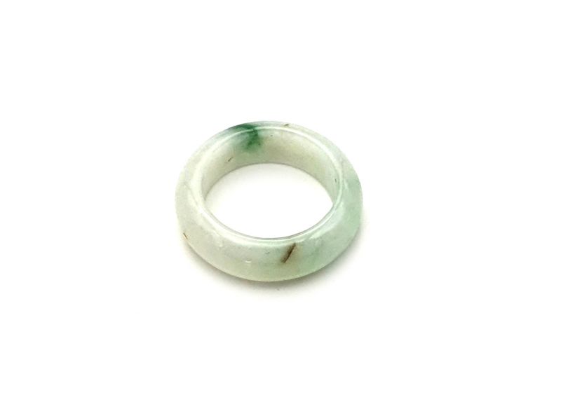 Bague en Jade - Vert Translucide tacheté - Taille: 52