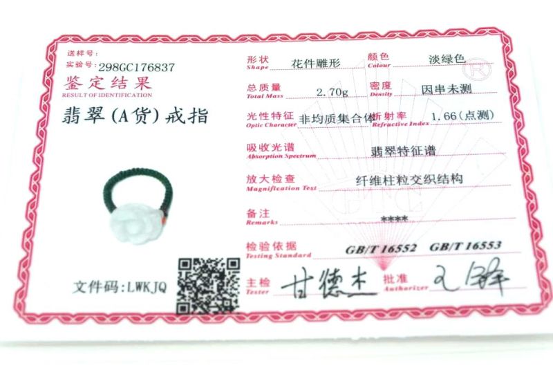 Cliquez sur la vignette pour agrandir et survolez la photo pour zoomer Bague Fleur en Jade - Taille:57 4