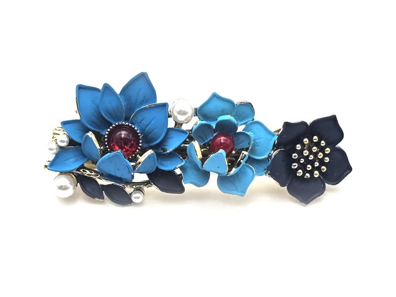 Barrette chinoise en émail - Cloisonnée - Fleurs