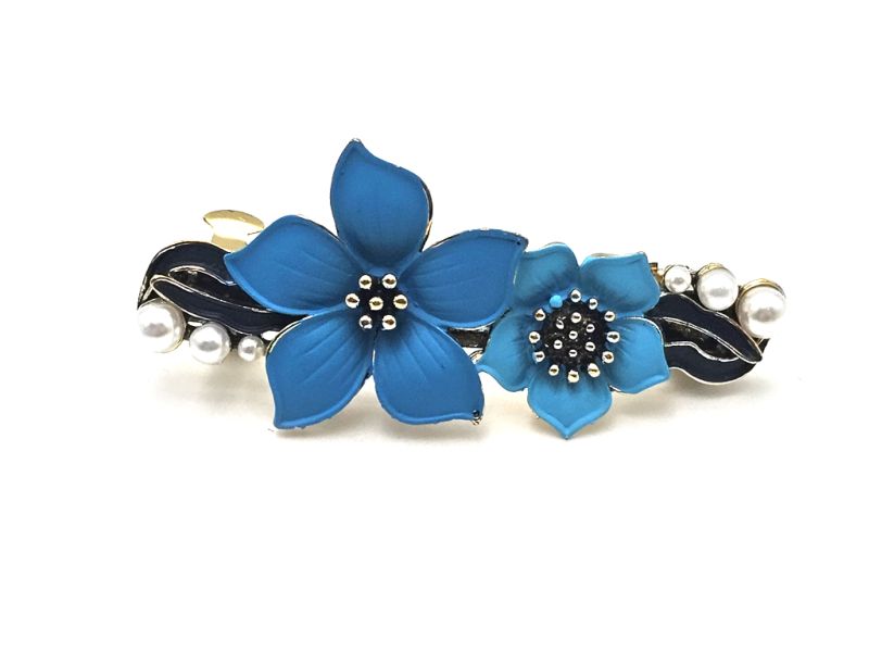 Barrette chinoise en émail - Cloisonnée - La double fleurs