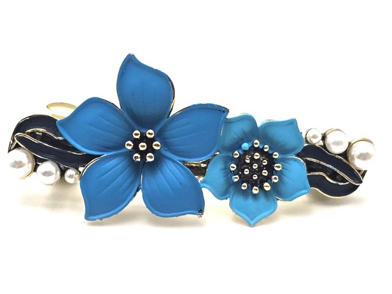 Cliquez sur la vignette pour agrandir et survolez la photo pour zoomer Barrette chinoise en émail - Cloisonnée - La double fleurs 2