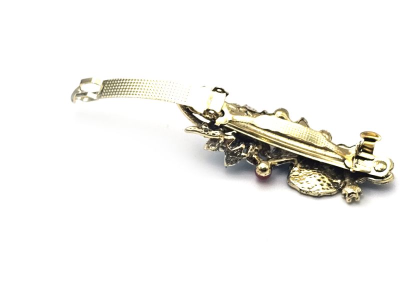 Cliquez sur la vignette pour agrandir et survolez la photo pour zoomer Barrette chinoise en émail - Cloisonnée - Nuage, fleurs et feuilles 5