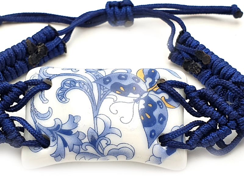 Cliquez sur la vignette pour agrandir et survolez la photo pour zoomer Bijoux Céramique - Collection Blanc Bleu - Bracelet - Chine - Grand Papillon 3