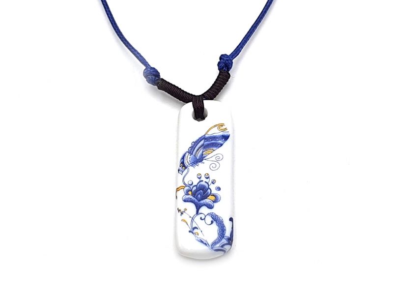 Cliquez sur la vignette pour agrandir et survolez la photo pour zoomer Bijoux Céramique - Collection Blanc Bleu - Collier - Chine - Papillon 2