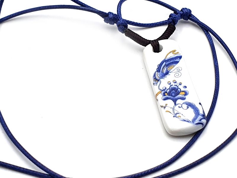 Cliquez sur la vignette pour agrandir et survolez la photo pour zoomer Bijoux Céramique - Collection Blanc Bleu - Collier - Chine - Papillon 4