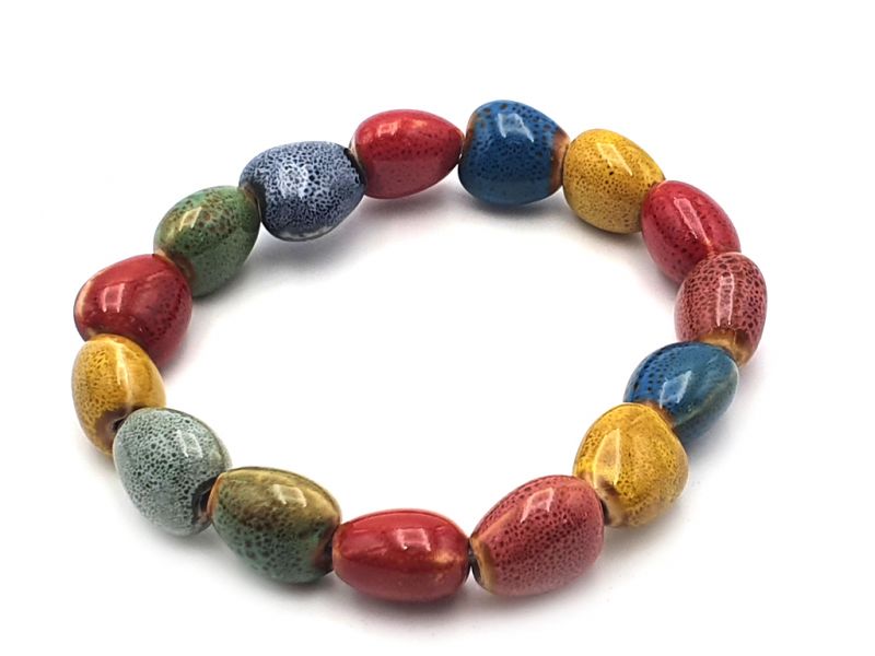 Cliquez sur la vignette pour agrandir et survolez la photo pour zoomer Bijoux en Céramique / Porcelaine - Petit Bracelet - Coeurs multicolores 2