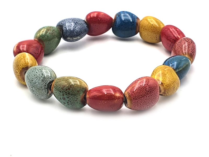 Cliquez sur la vignette pour agrandir et survolez la photo pour zoomer Bijoux en Céramique / Porcelaine - Petit Bracelet - Coeurs multicolores 3
