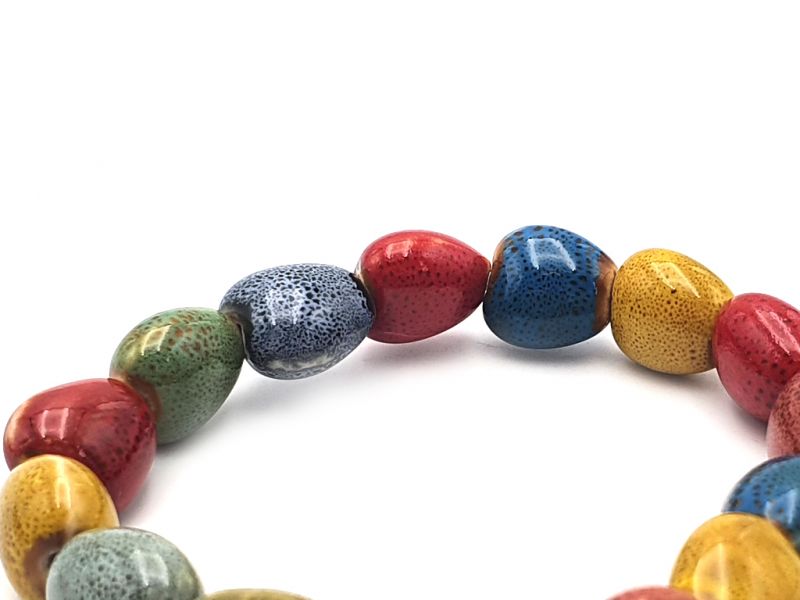 Cliquez sur la vignette pour agrandir et survolez la photo pour zoomer Bijoux en Céramique / Porcelaine - Petit Bracelet - Coeurs multicolores 4