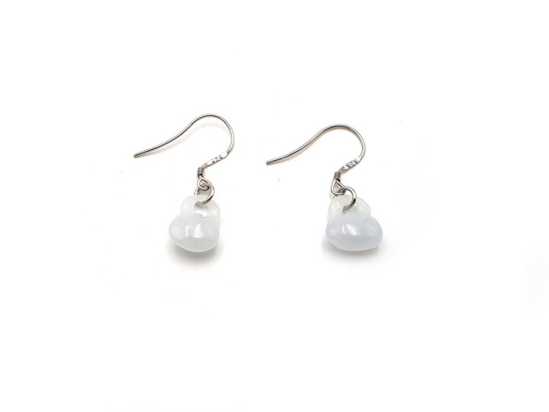 Boucles D'oreilles Jade - catégorie A - Avec Certificat - Gourde du bonheur