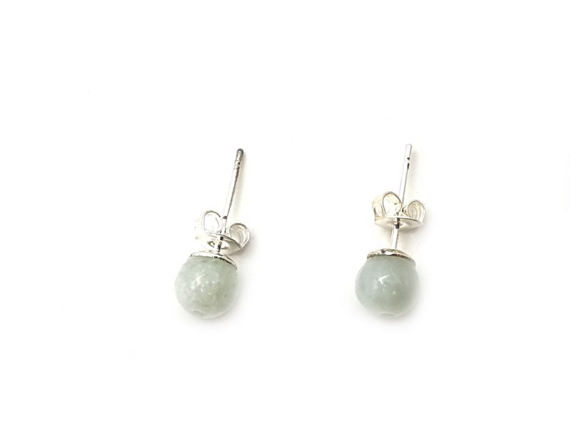 Cliquez sur la vignette pour agrandir et survolez la photo pour zoomer Boucles D'oreilles Jade - catégorie A - Avec Certificat - Petite perles de jade - 6mm - Blanc 2