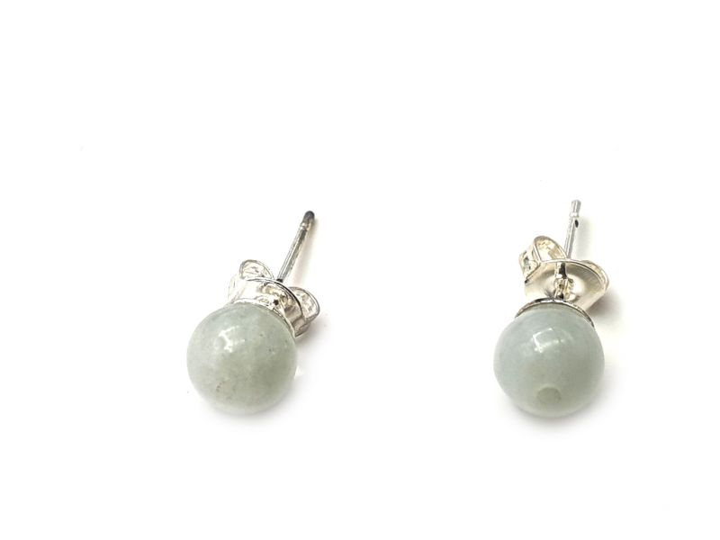 Cliquez sur la vignette pour agrandir et survolez la photo pour zoomer Boucles D'oreilles Jade - catégorie A - Avec Certificat - Petite perles de jade - 6mm - Blanc 3