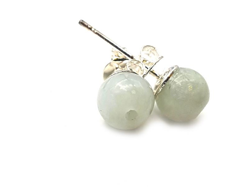 Cliquez sur la vignette pour agrandir et survolez la photo pour zoomer Boucles D'oreilles Jade - catégorie A - Avec Certificat - Petite perles de jade - 6mm - Blanc 5
