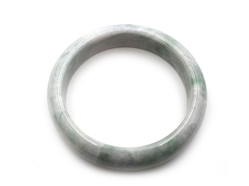 Cliquez sur la vignette pour agrandir et survolez la photo pour zoomer Bracelet en Jade - Jonc en Jade catégorie A - Avec Certificat - Blanc et vert tacheté 2