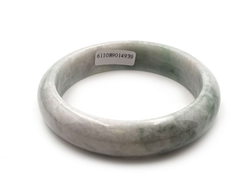 Cliquez sur la vignette pour agrandir et survolez la photo pour zoomer Bracelet en Jade - Jonc en Jade catégorie A - Avec Certificat - Blanc et vert tacheté 3