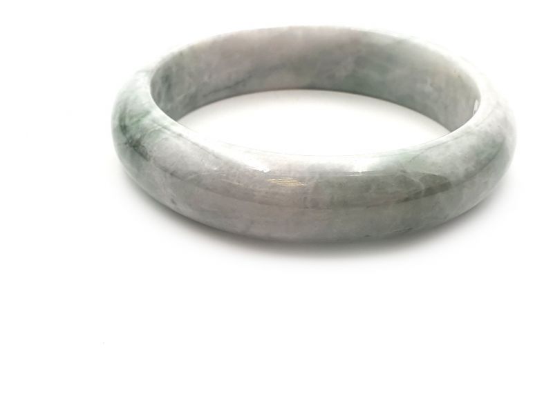 Cliquez sur la vignette pour agrandir et survolez la photo pour zoomer Bracelet en Jade - Jonc en Jade catégorie A - Avec Certificat - Blanc et vert tacheté 4
