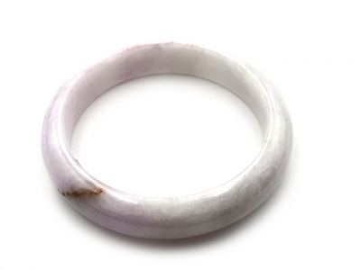 Bracelet en Jade - Jonc en Jade catégorie A - Avec Certificat - Blanc tache verte Bracelet en Jade - Jonc en Jade catégorie A - Avec Certificat - Blanc tache verte