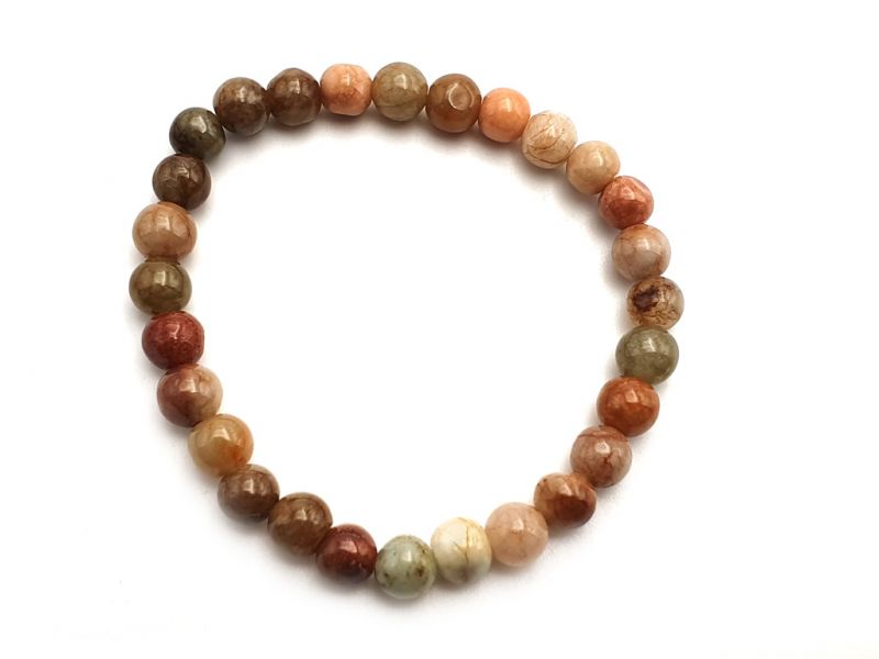 Cliquez sur la vignette pour agrandir et survolez la photo pour zoomer Bracelet en Jade - Perles de jade de 6mm - Jade marron / orangé 2