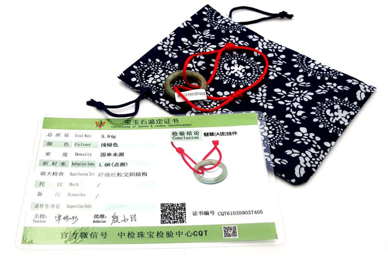 Cliquez sur la vignette pour agrandir et survolez la photo pour zoomer Bracelet Pi Chinois en Jade véritable - Style Dinhvan Cercle Vert / Cordon Rouge 4