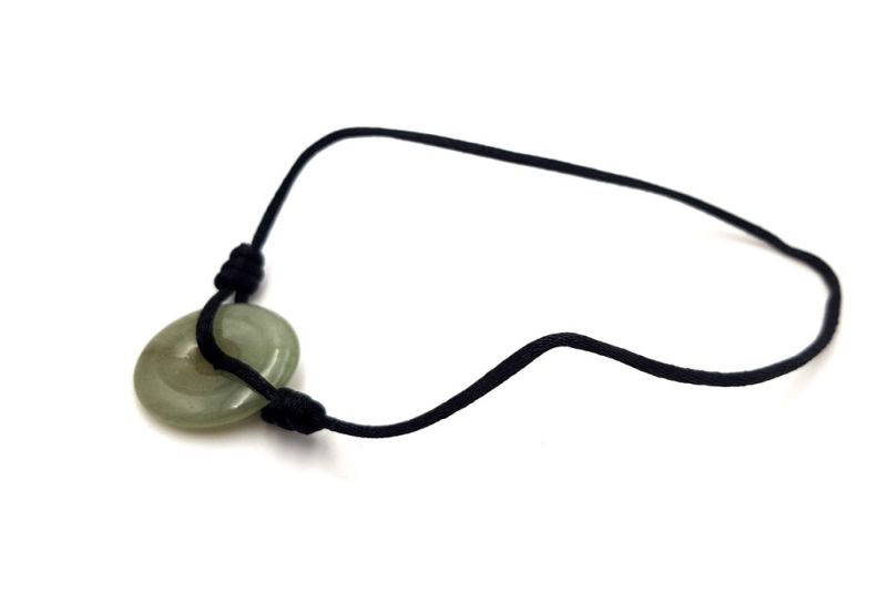 Cliquez sur la vignette pour agrandir et survolez la photo pour zoomer Bracelet Pi Chinois en Jade véritable - Style Dinhvan Disque Vert / Cordon noir 3