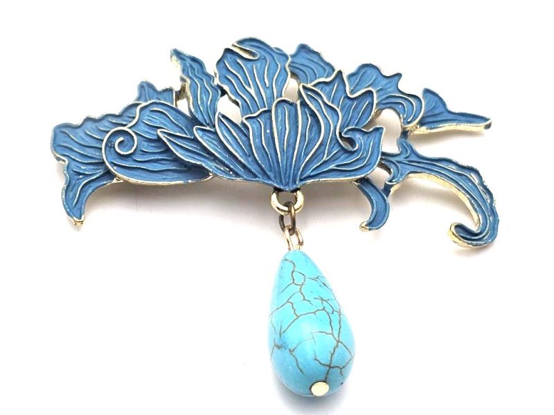 Cliquez sur la vignette pour agrandir et survolez la photo pour zoomer Broche chinoise en émail - Cloisonnée - Fleur 2