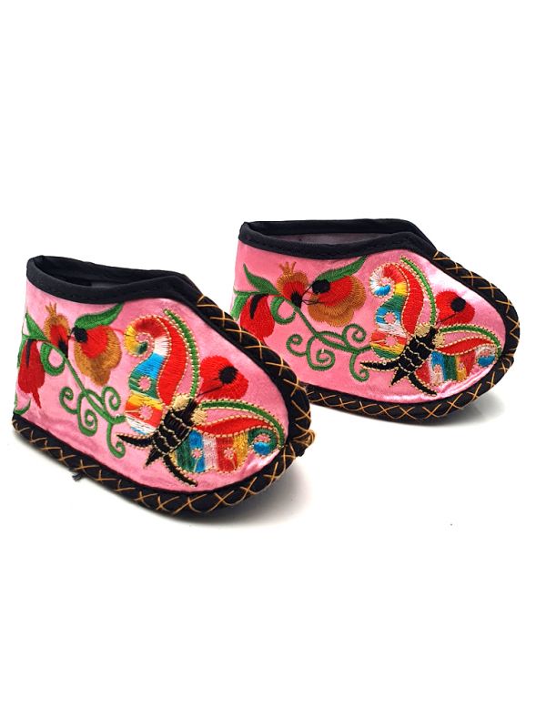 Broderie Chinoise - Chaussons bébés Miao - Rose
