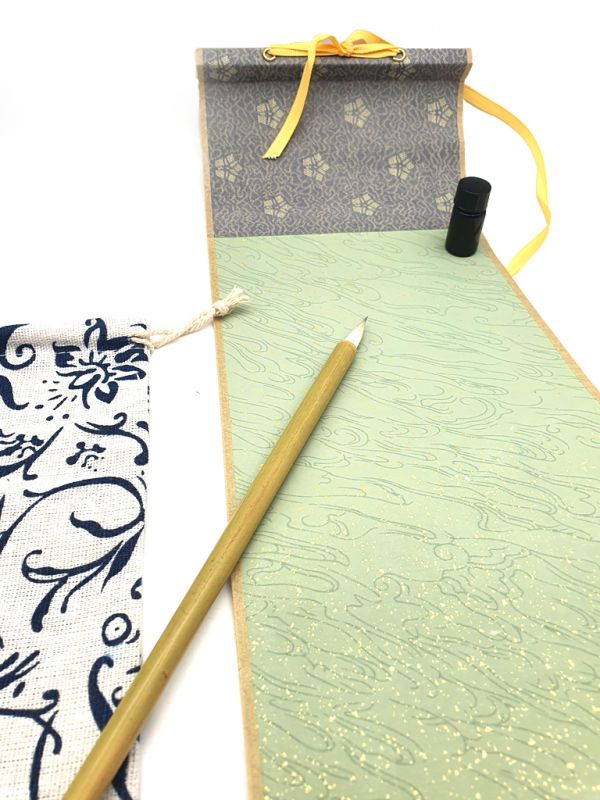 Calligraphie Chinoise - Kakemono à peindre - DIY - Moyen - Bleu/vert