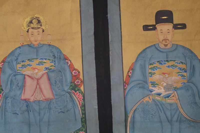 Cliquez sur la vignette pour agrandir et survolez la photo pour zoomer Couple d'ancêtres chinois Peinture Chinoise Bleu Ciel 2