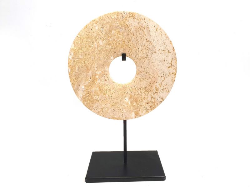 Cliquez sur la vignette pour agrandir et survolez la photo pour zoomer Disque Bi en Jade des montages - Pierre du Mont Lushan - Beige style ancien 2
