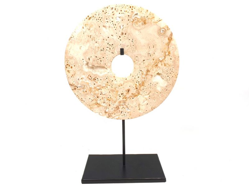 Cliquez sur la vignette pour agrandir et survolez la photo pour zoomer Disque Bi en Jade des montages - Pierre du Mont Lushan - Beige style ancien 2
