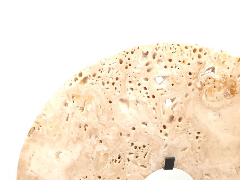 Cliquez sur la vignette pour agrandir et survolez la photo pour zoomer Disque Bi en Jade des montages - Pierre du Mont Lushan - Beige style ancien 3