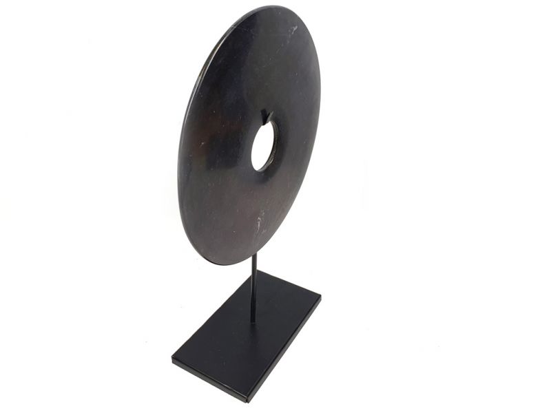 Cliquez sur la vignette pour agrandir et survolez la photo pour zoomer Disque Bi en Jade des montages - Pierre du Mont Lushan - Noir 4